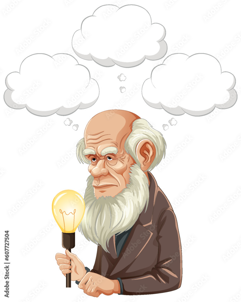 Bangkok, Thailand May 25, 2023. Caricature of Charles Darwin