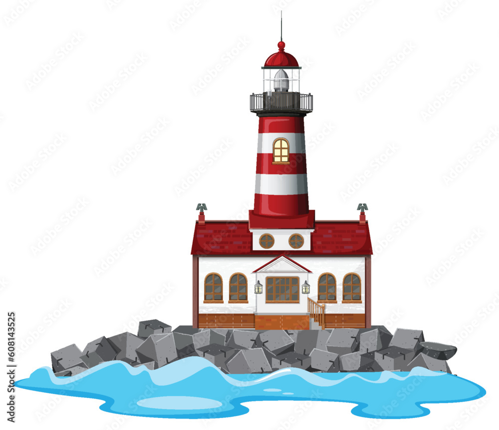 A lighthouse rock stone island isolated