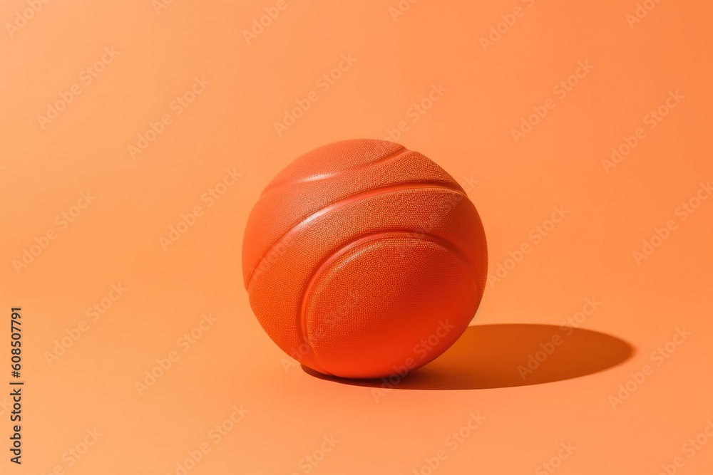 bright orange ball on a solid orange background Generative AI