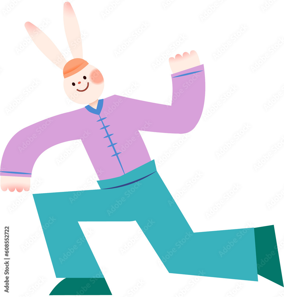 Flat Style Rabbit Dancing