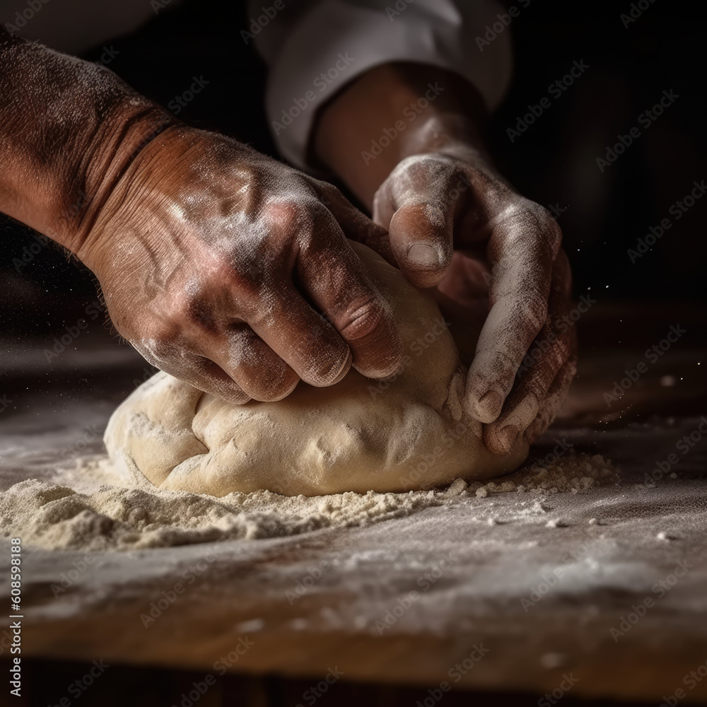  italian woman making pasta in the kitchen sepia effect