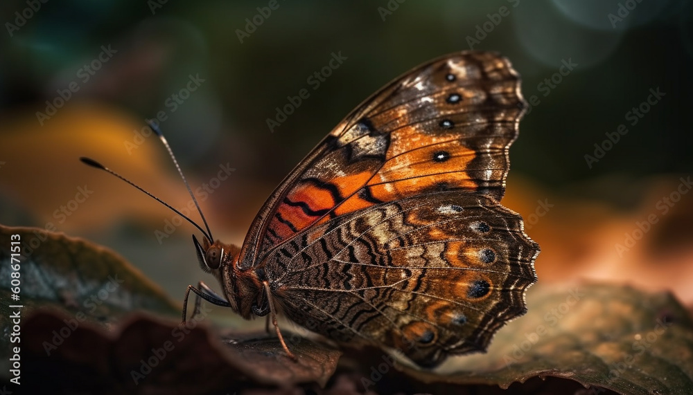 The delicate butterfly rests on a vibrant multi colored flower generated by AI