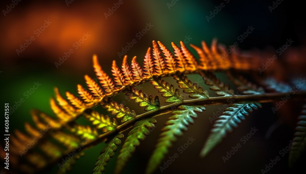 The vibrant frond of a fern in the tropical rainforest generated by AI