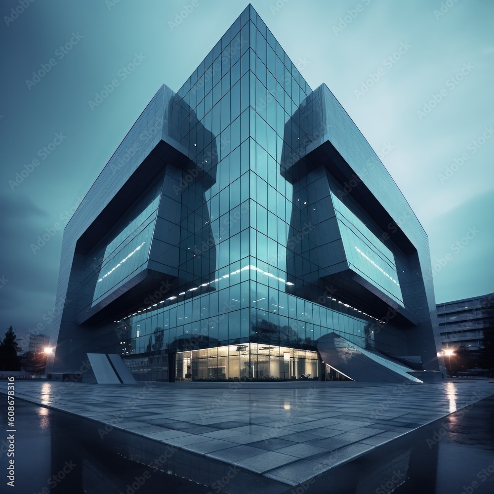 Modern office building. Illustration AI Generative.