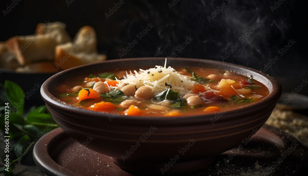 Organic seafood stew a healthy, gourmet meal cooked homemade style generated by AI