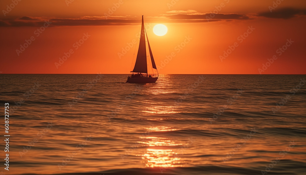 A tranquil sunset sailboat adventure, reflecting the beauty in nature generated by AI