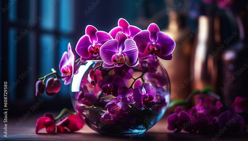 Romantic lilac bouquet in ornate vase brings springtime freshness indoors generated by AI