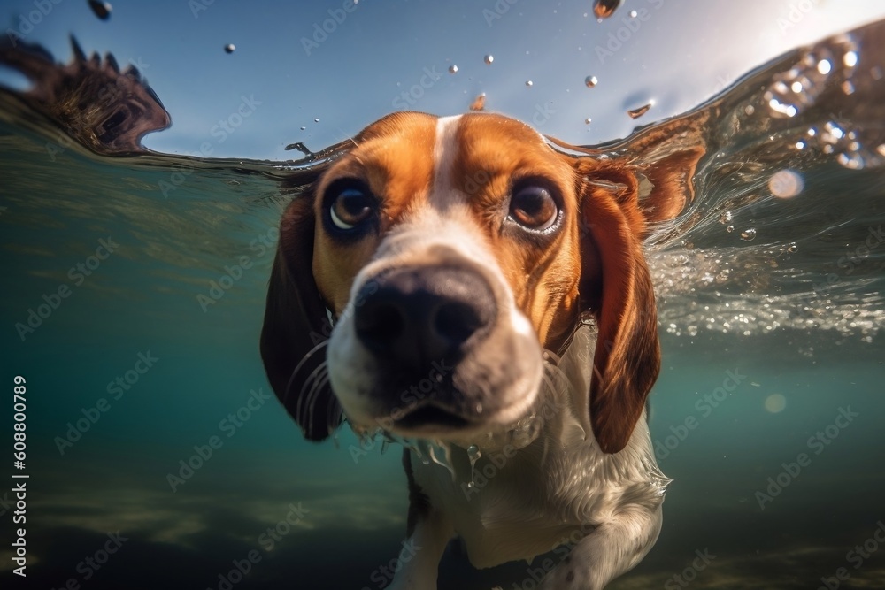 beagle in the water