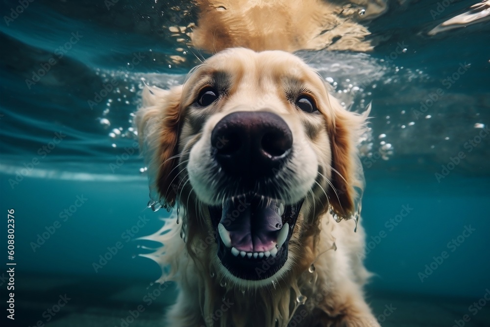 golden retriever in water