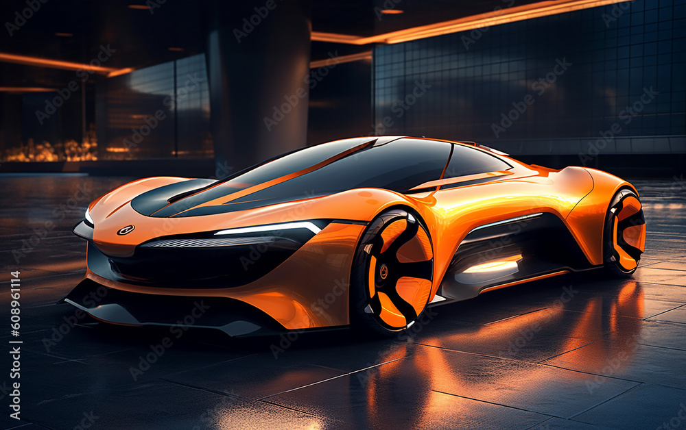 Future concept car, This vehicle features a body design that is both beautiful and elegant, while al