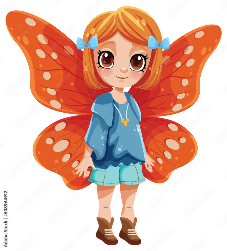 Little Fairy with Butterfly Wings