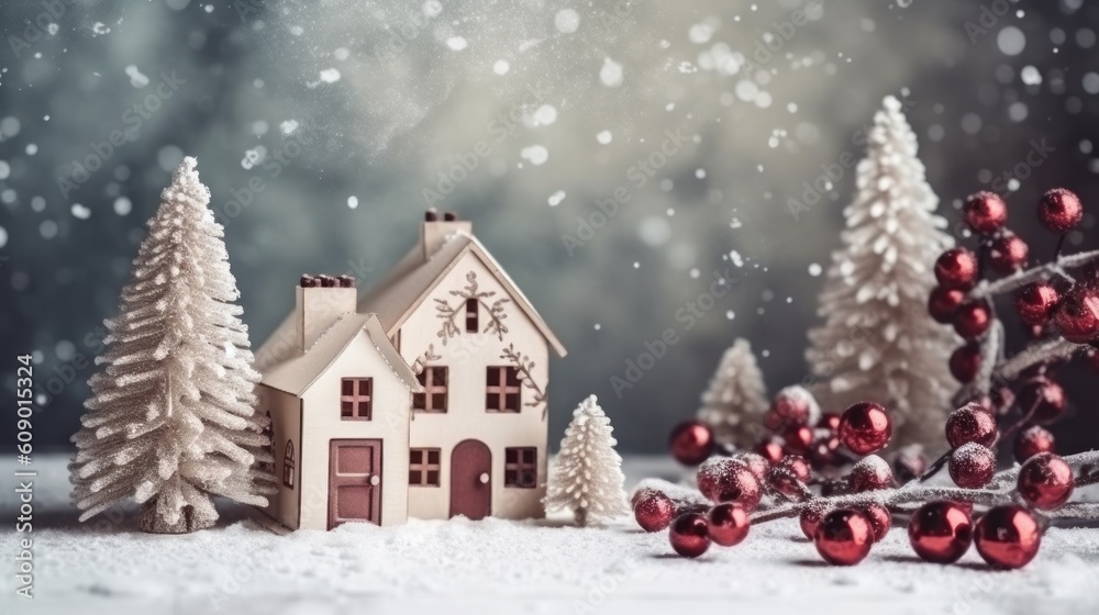 Cozy Christmas background. Illustration AI Generative.