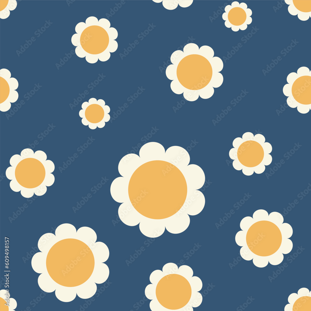 Simple Seamless pattern Chamomile Background. Vector Illustration EPS10.