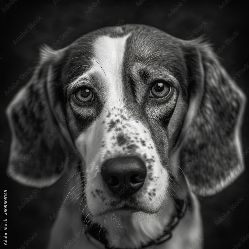 Studio shot with cute beagle dog portrait with the curiosity and innocent look as concept of modern 