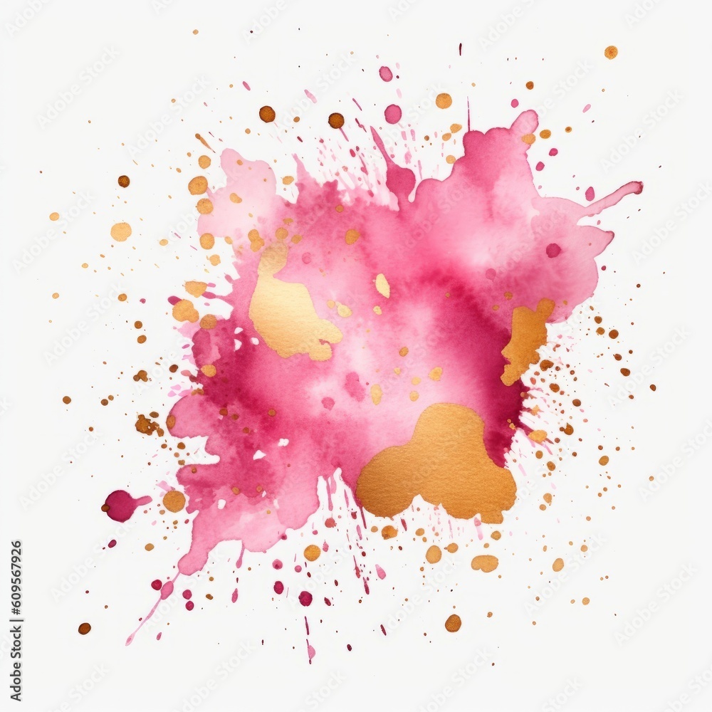 Pink watercolor splash. Illustration AI Generative.