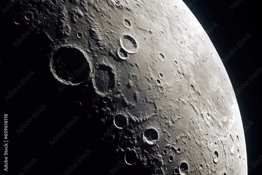 Earths Moon Glowing On Black Background