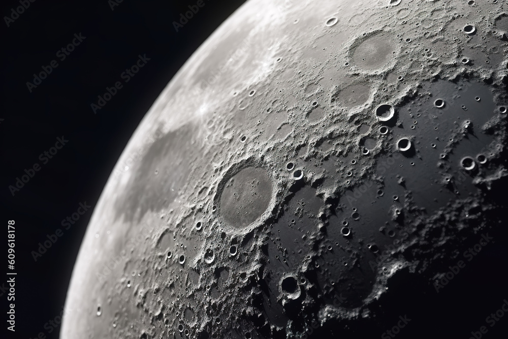 Earths Moon Glowing On Black Background