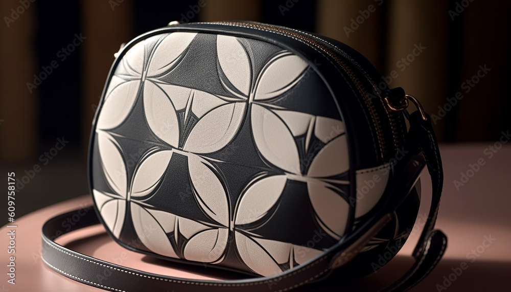 Modern elegance in a black leather bag with shiny buckle generated by AI