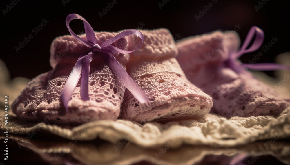 Homemade baby booties, knitted with love, a perfect gift generated by AI