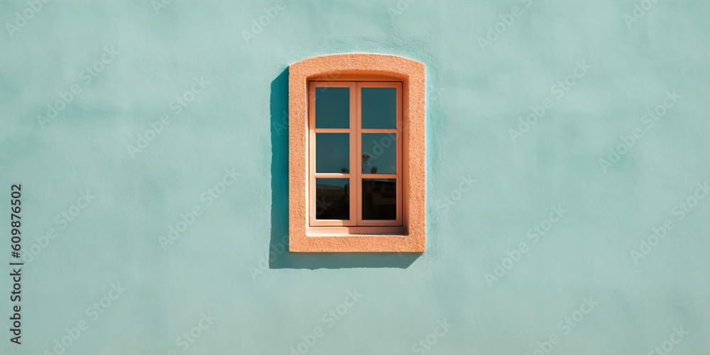 Minimalistic exterior with a window. Simple abstract urban concept. Generative AI