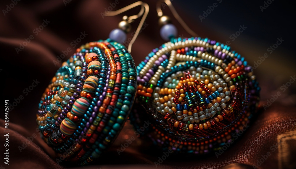 Multi colored jewelry collection necklaces, bracelets, and souvenirs for personal elegance generated