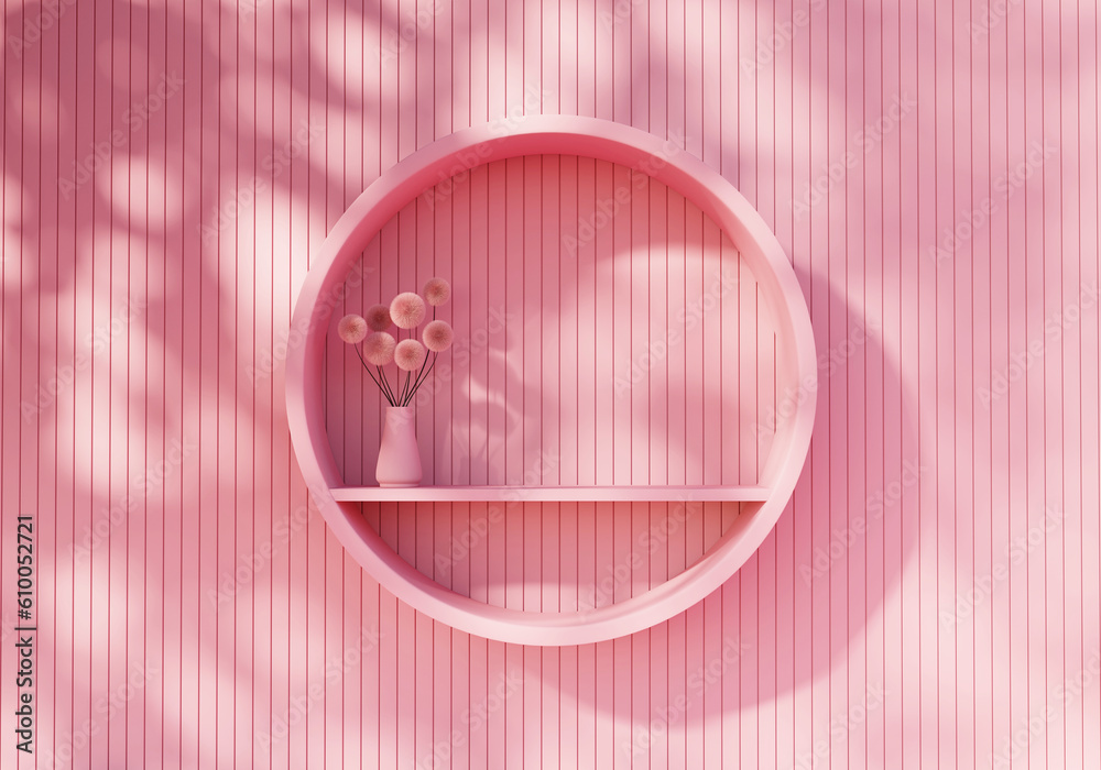 Abstract pink shelf podium showcase for product display 3d rendering background