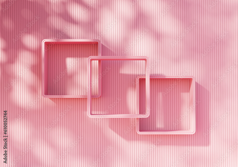 Abstract pink shelf showcase for product display 3d rendering background