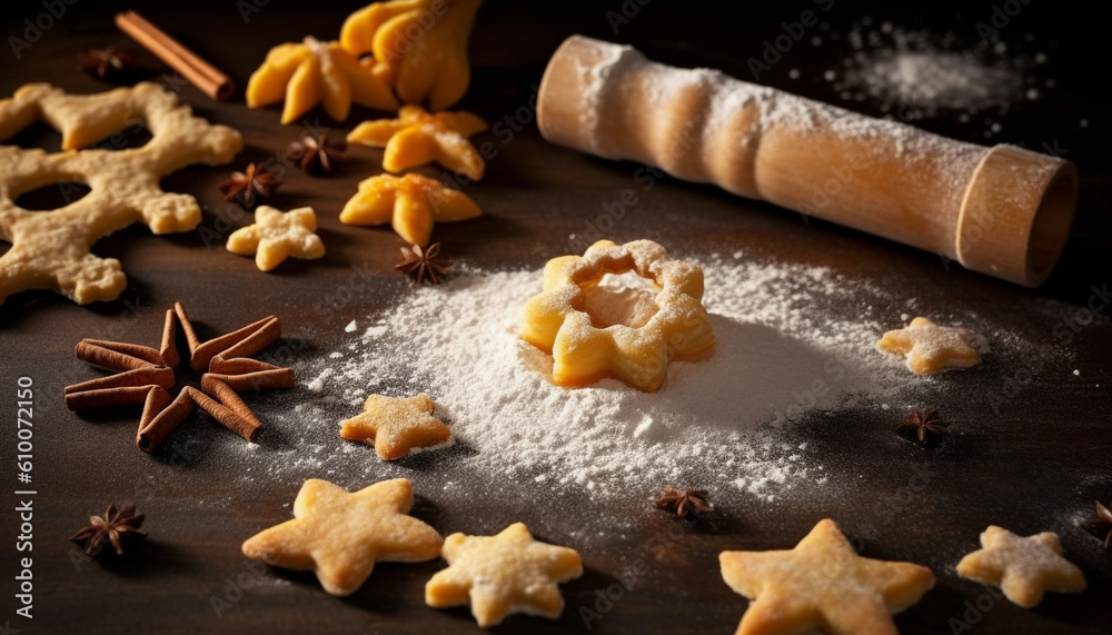 Homemade shortbread baked in star shape, a sweet indulgence generated by AI