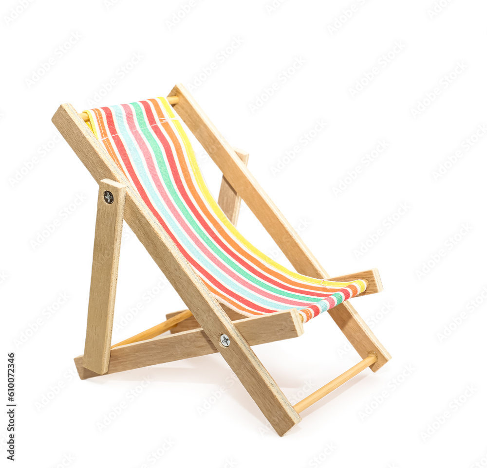 Toy deck chair on white background