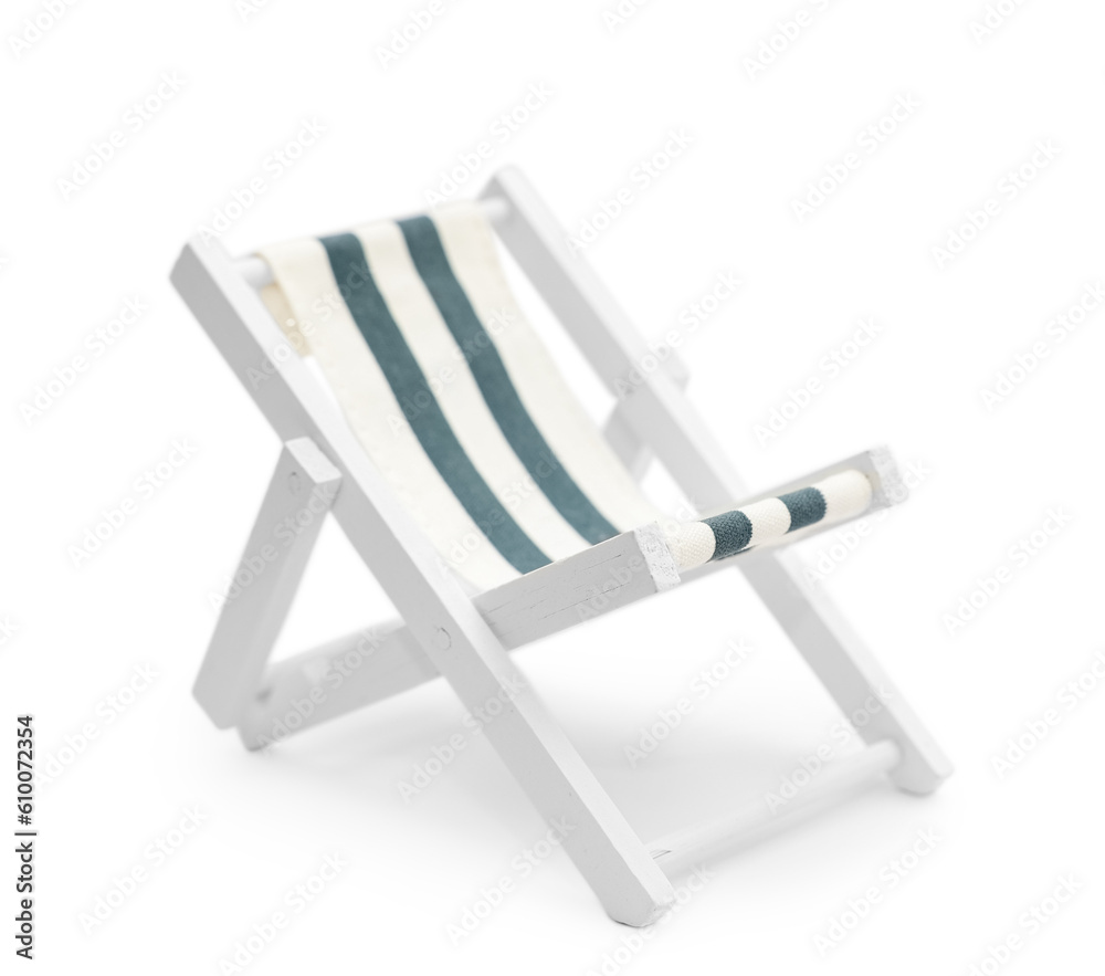 Toy deck chair on white background