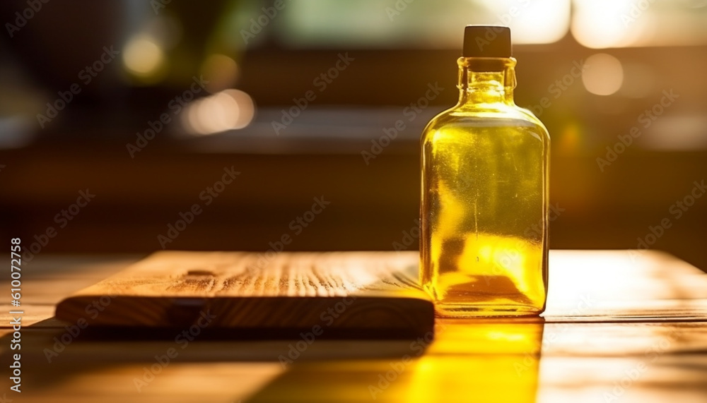 Fresh organic olive oil, a healthy ingredient for gourmet cooking generated by AI