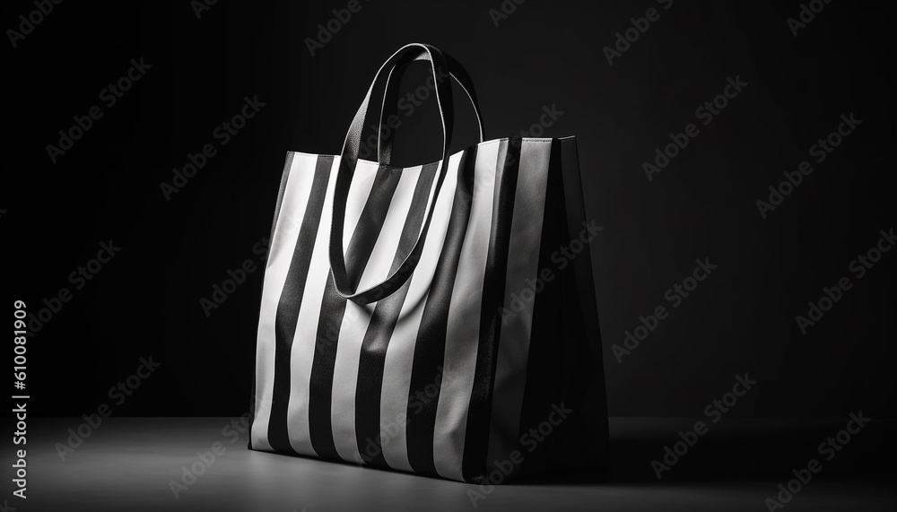 Modern black tote bag carrying luxury fashion merchandise for sale generated by AI