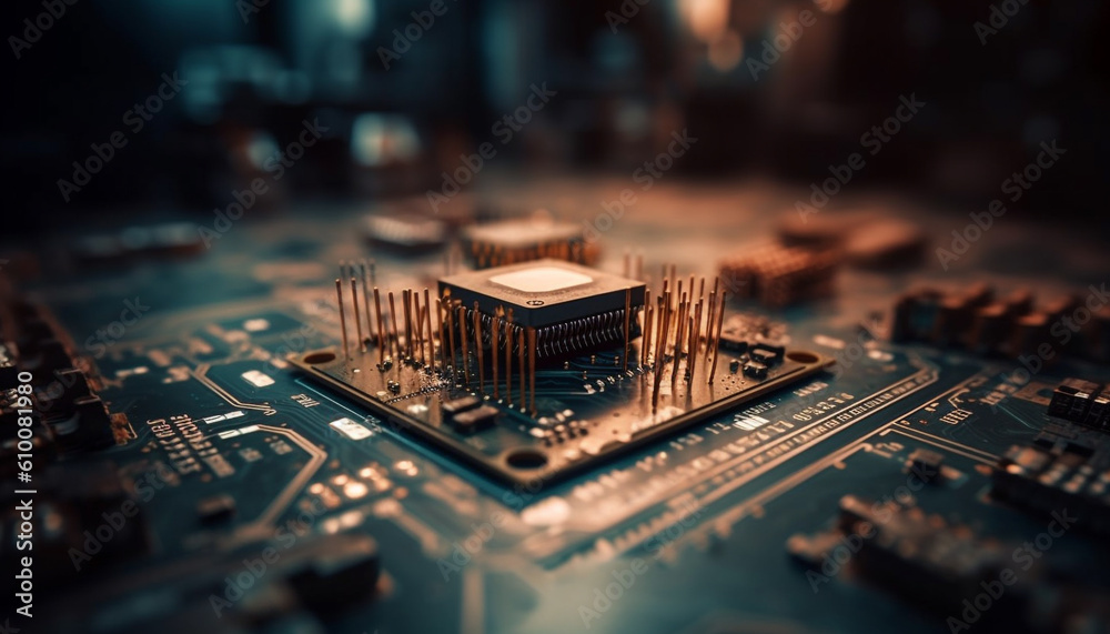 Complexity of computer equipment circuit board, CPU, capacitor, resistor generated by AI