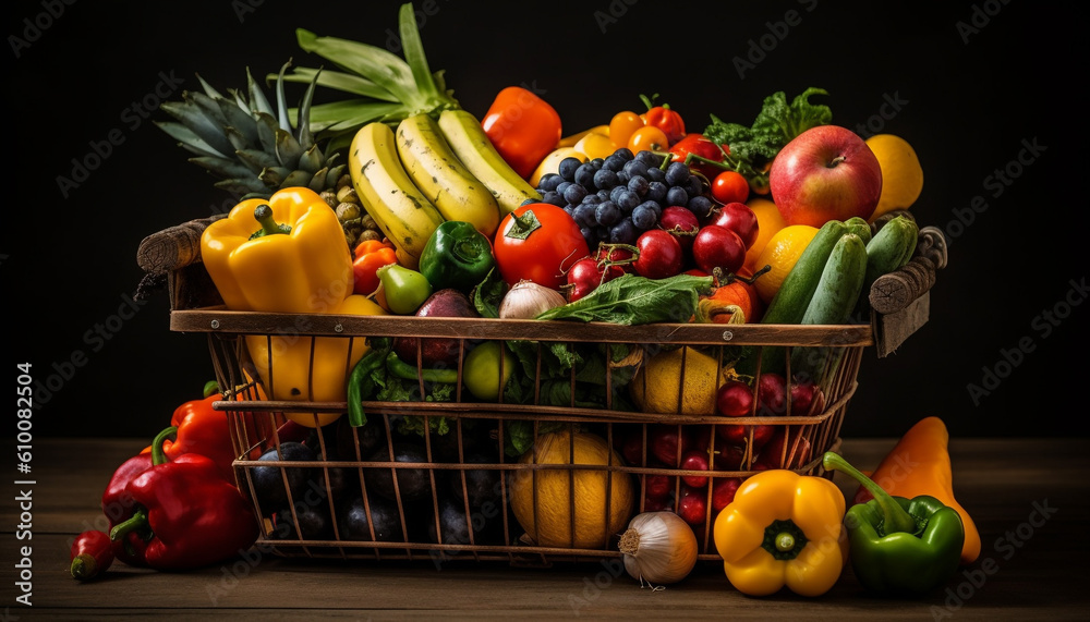 Healthy eating with an abundance of fresh, organic vegetables generated by AI