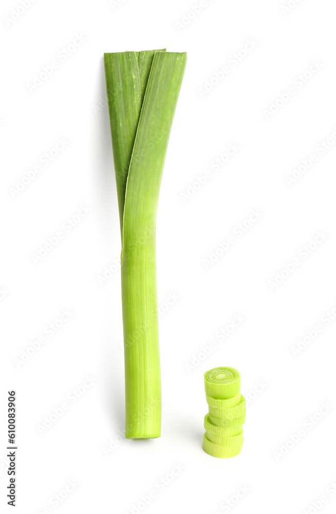 Fresh leek on white background