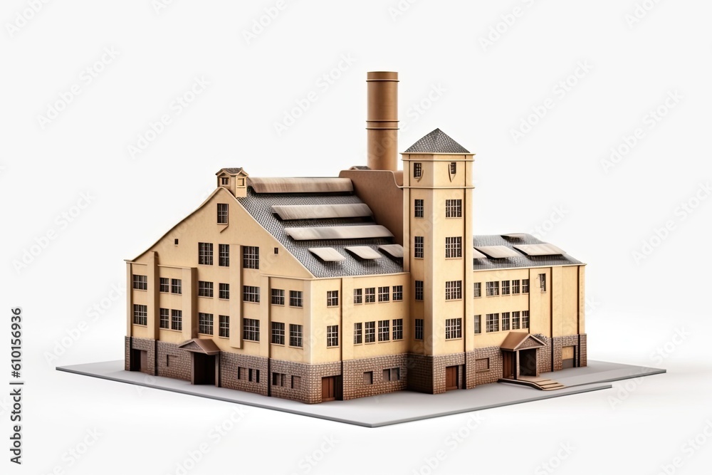 paper model of a building with a chimney Generative AI