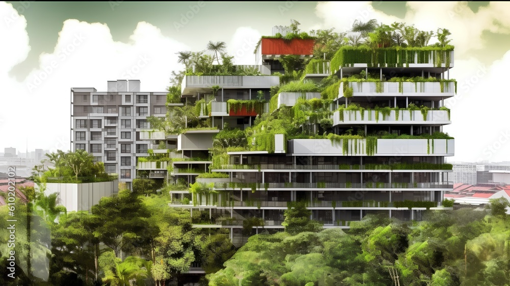 Biophilic urbanism concept, showcasing the integration of natural elements within urban environments