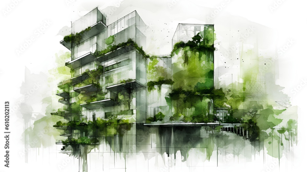 Biophilic urbanism concept, showcasing the integration of natural elements within urban environments