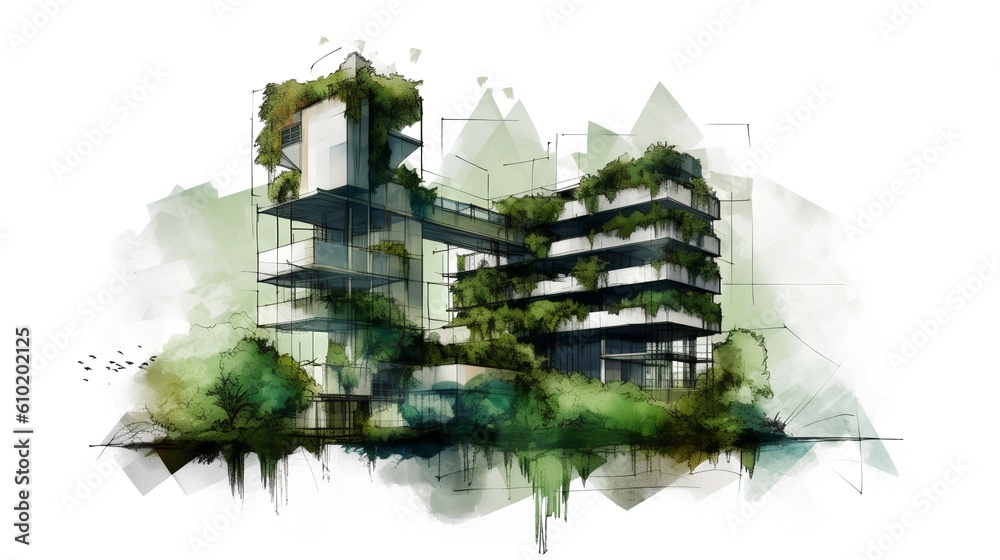 Biophilic urbanism concept, showcasing the integration of natural elements within urban environments