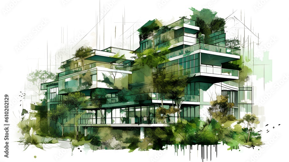 Biophilic urbanism concept, showcasing the integration of natural elements within urban environments