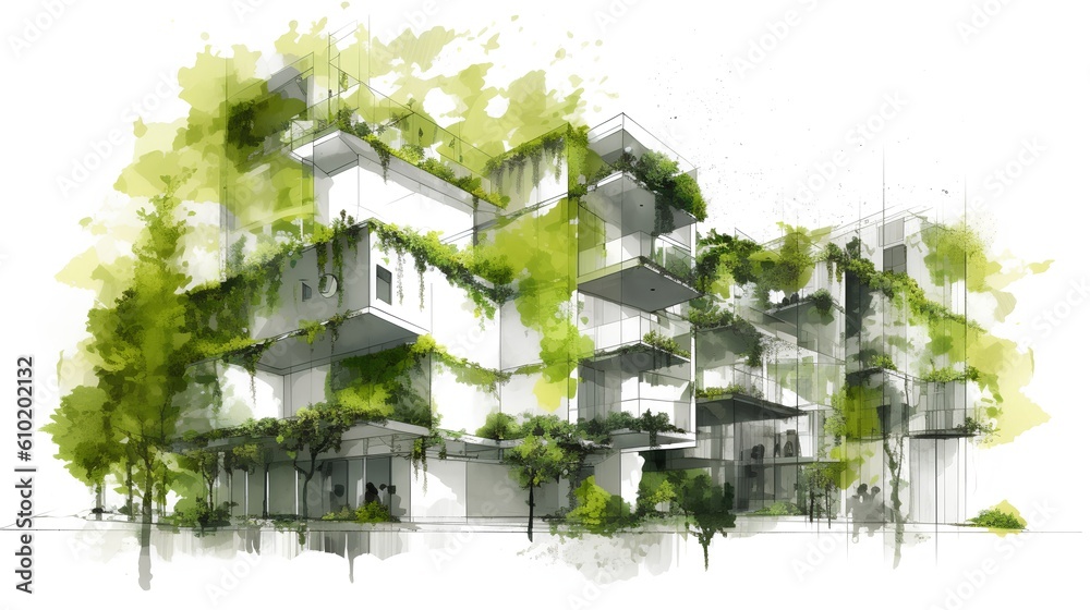 Biophilic urbanism concept, showcasing the integration of natural elements within urban environments