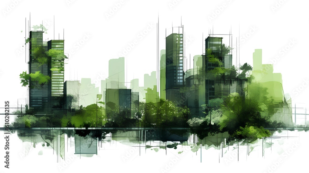 Biophilic urbanism concept, showcasing the integration of natural elements within urban environments