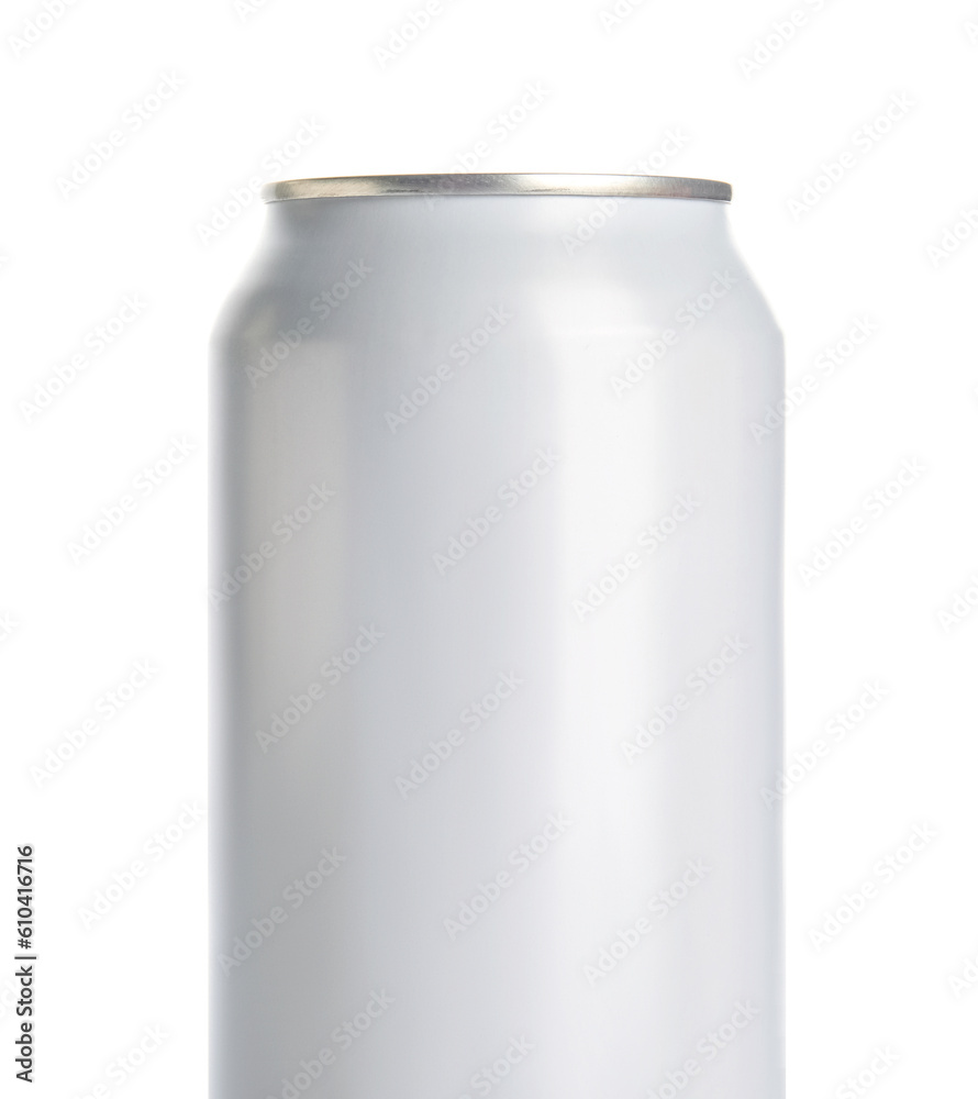 Can of fresh soda on white background, closeup