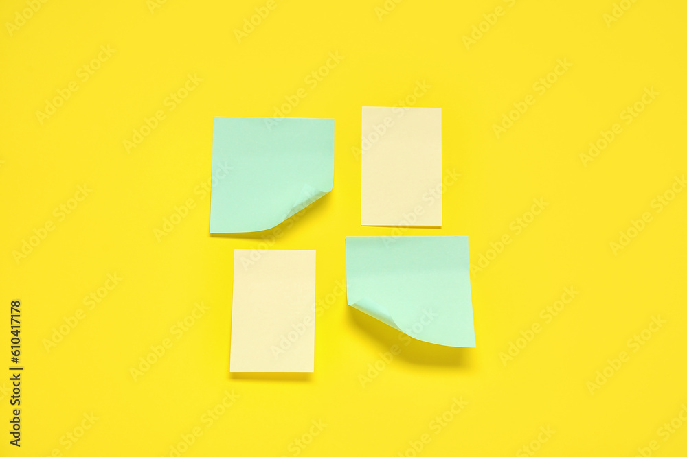 Sticky notes on yellow background