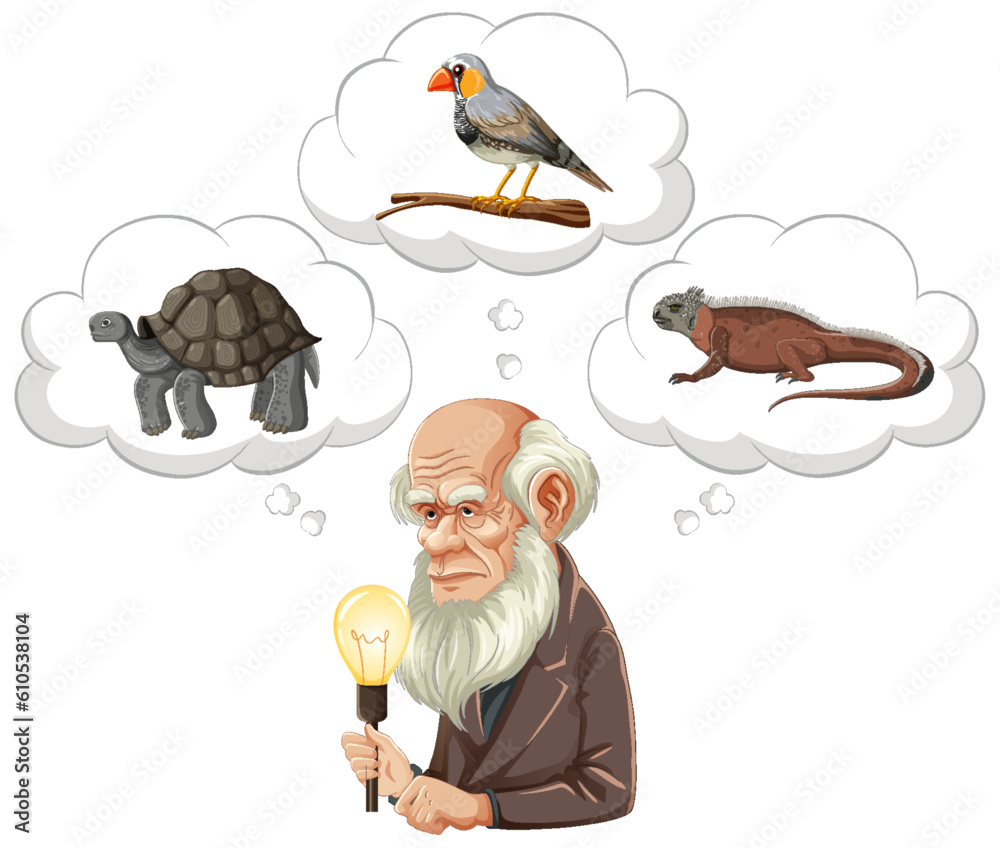 Bangkok, Thailand May 25, 2023. Caricature of Charles Darwin