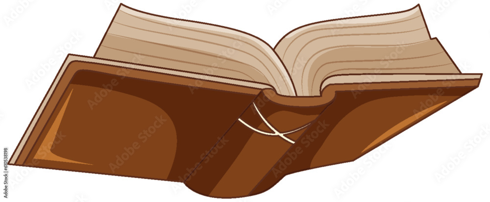 Isolated brown open book cartoon