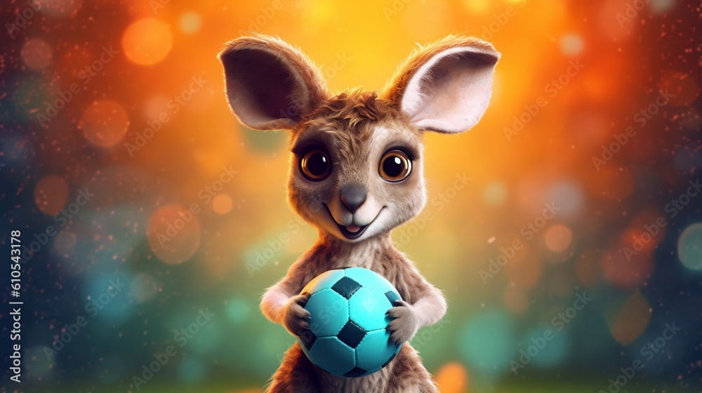 baby kangaroo playing football