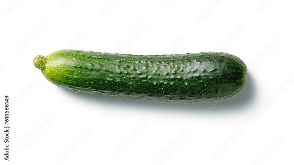 Isolated, dark green Cucumber on white