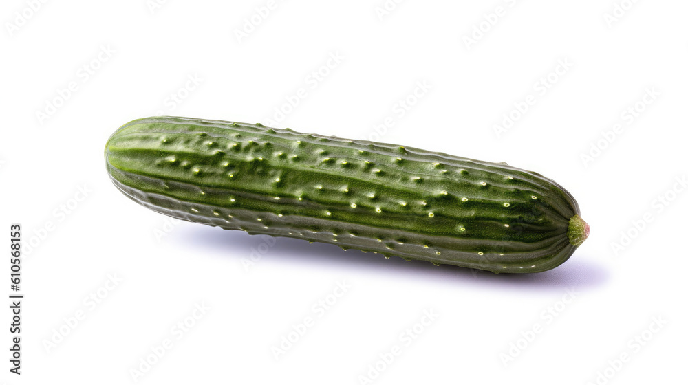 Isolated, dark green Cucumber on white