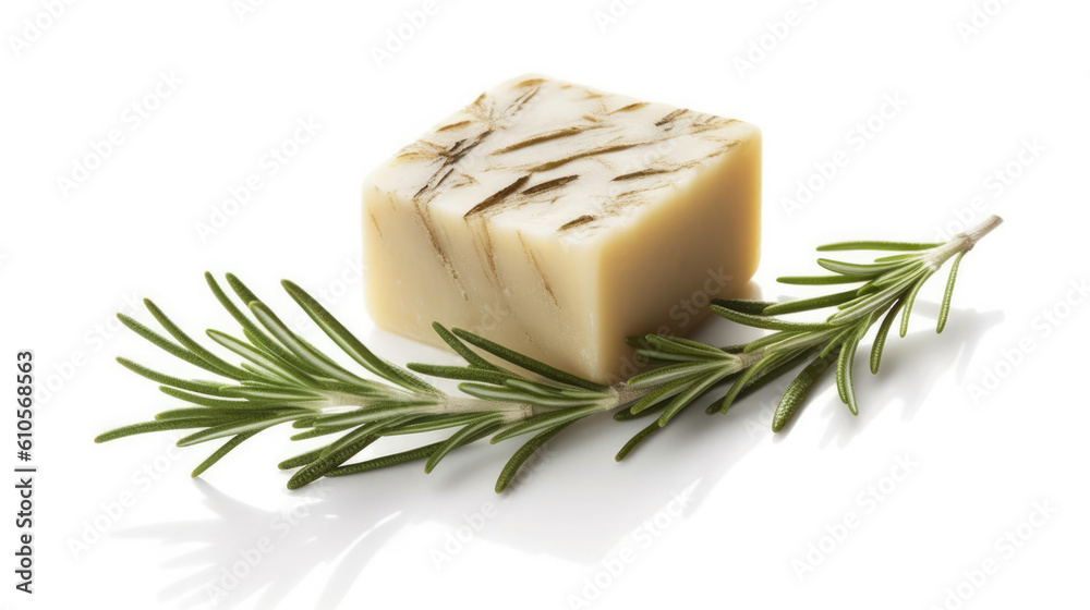 Shampoo Bar with Rosemary on white